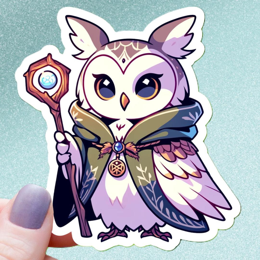 Owl Druid Class Sticker - Tabletop Games - 3" Waterproof Vinyl Decal