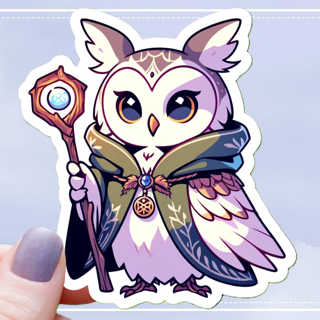 Owl Druid Class Sticker - Tabletop Games - 3" Waterproof Vinyl Decal