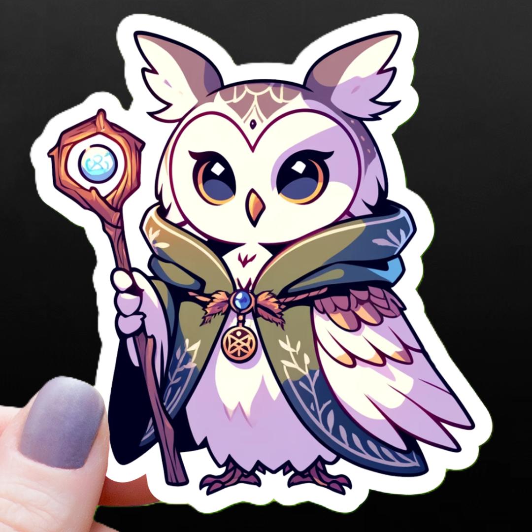 Owl Druid Class Sticker - Tabletop Games - 3" Waterproof Vinyl Decal