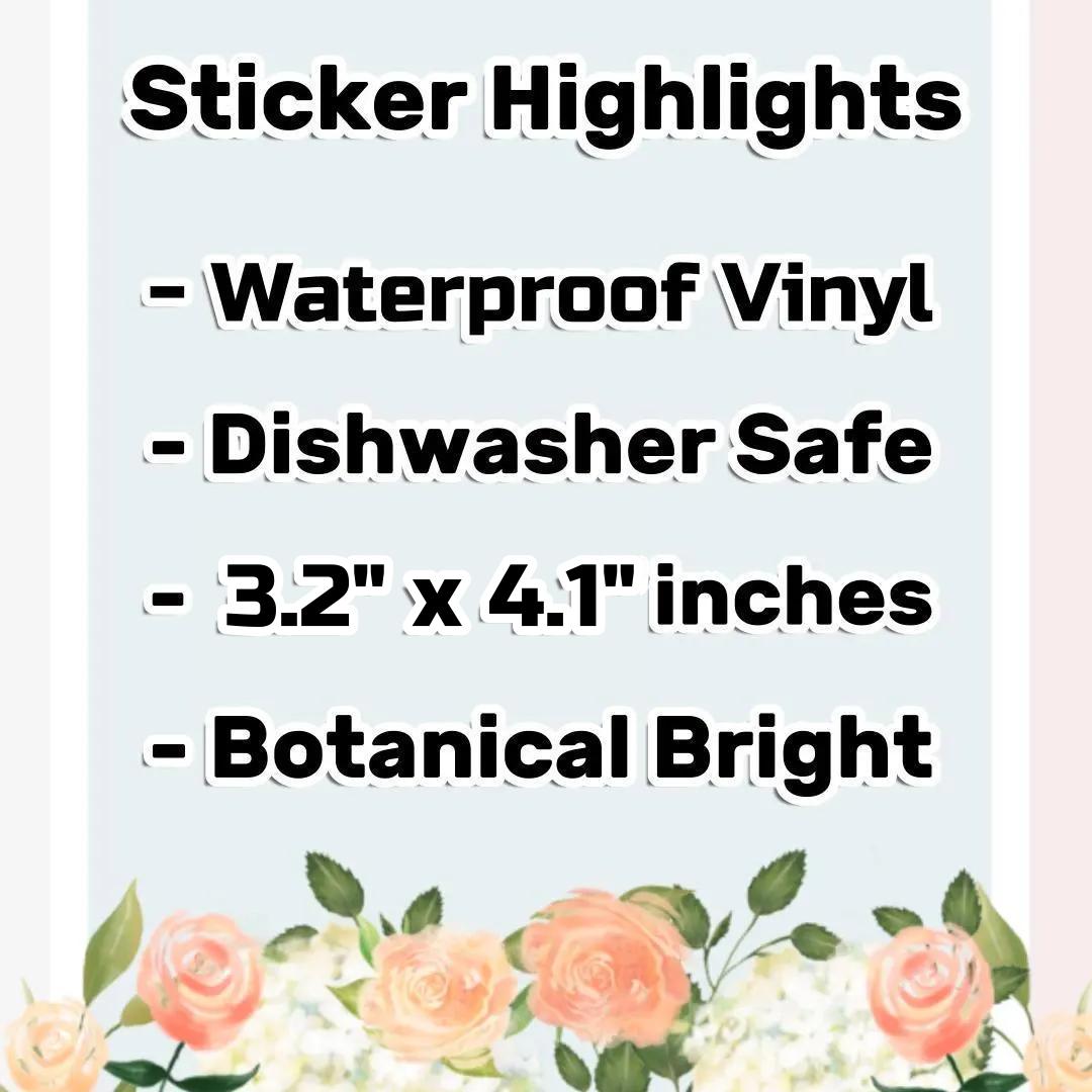 European Praying Mantis with Roses Sticker - Waterproof Vinyl