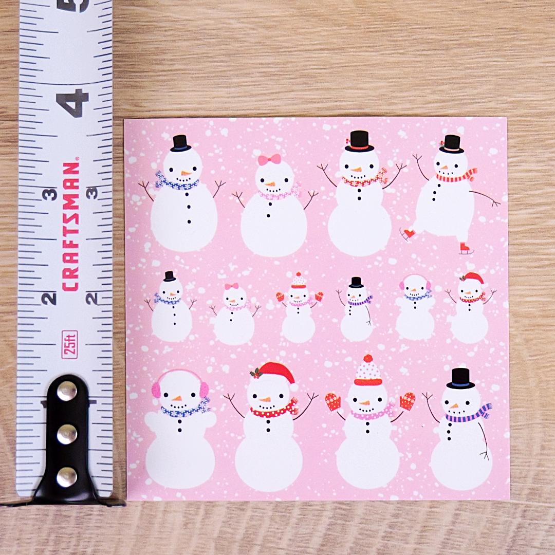 Pink Snowmen Stickers - 2 Winter & Christmas Sticker Sheets