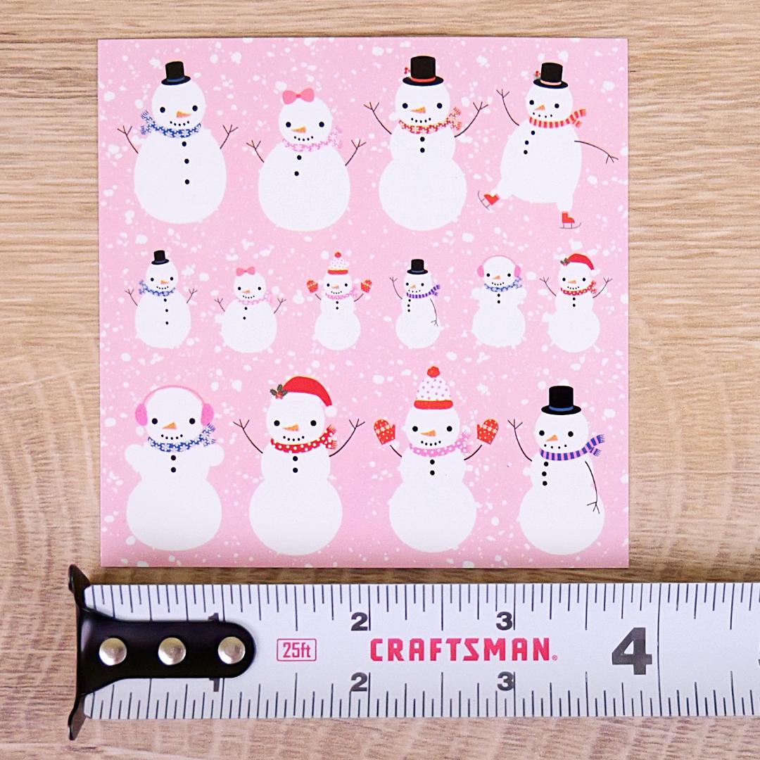 Pink Snowmen Stickers - 2 Winter & Christmas Sticker Sheets