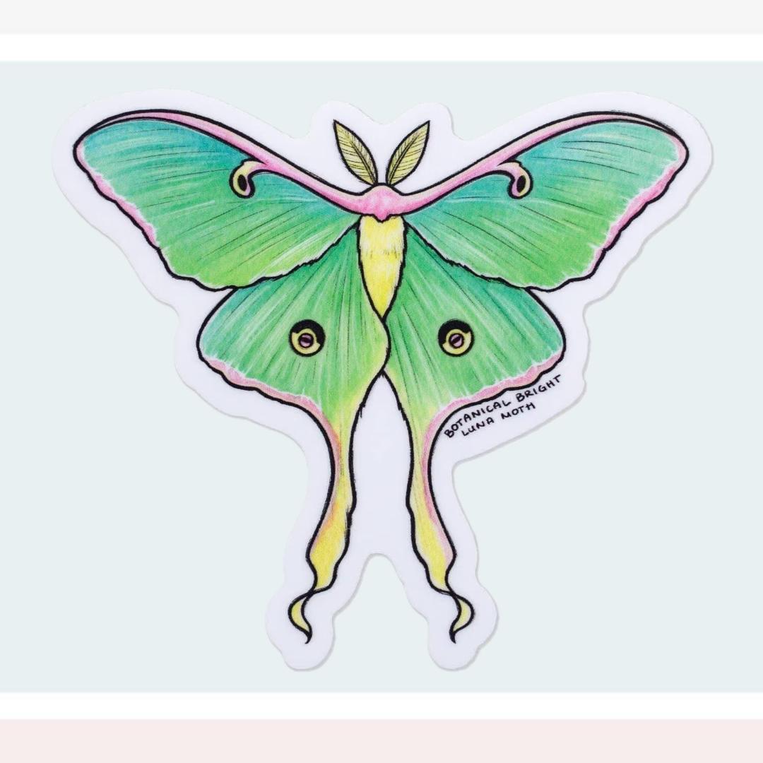 Luna Moth Sticker - Waterproof Vinyl Nature & Garden Insect Decal