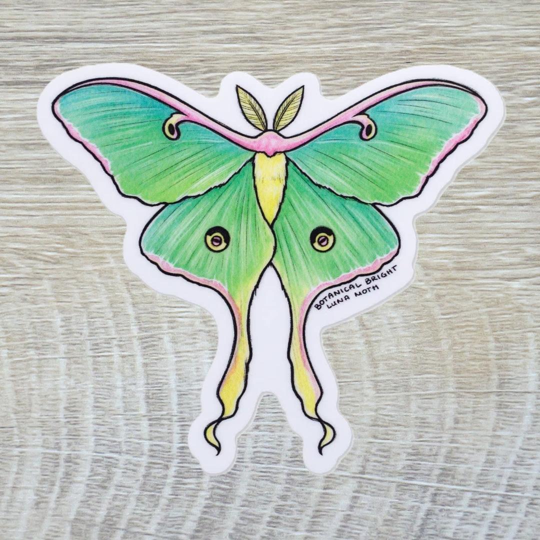 Luna Moth Sticker - Waterproof Vinyl Nature & Garden Insect Decal