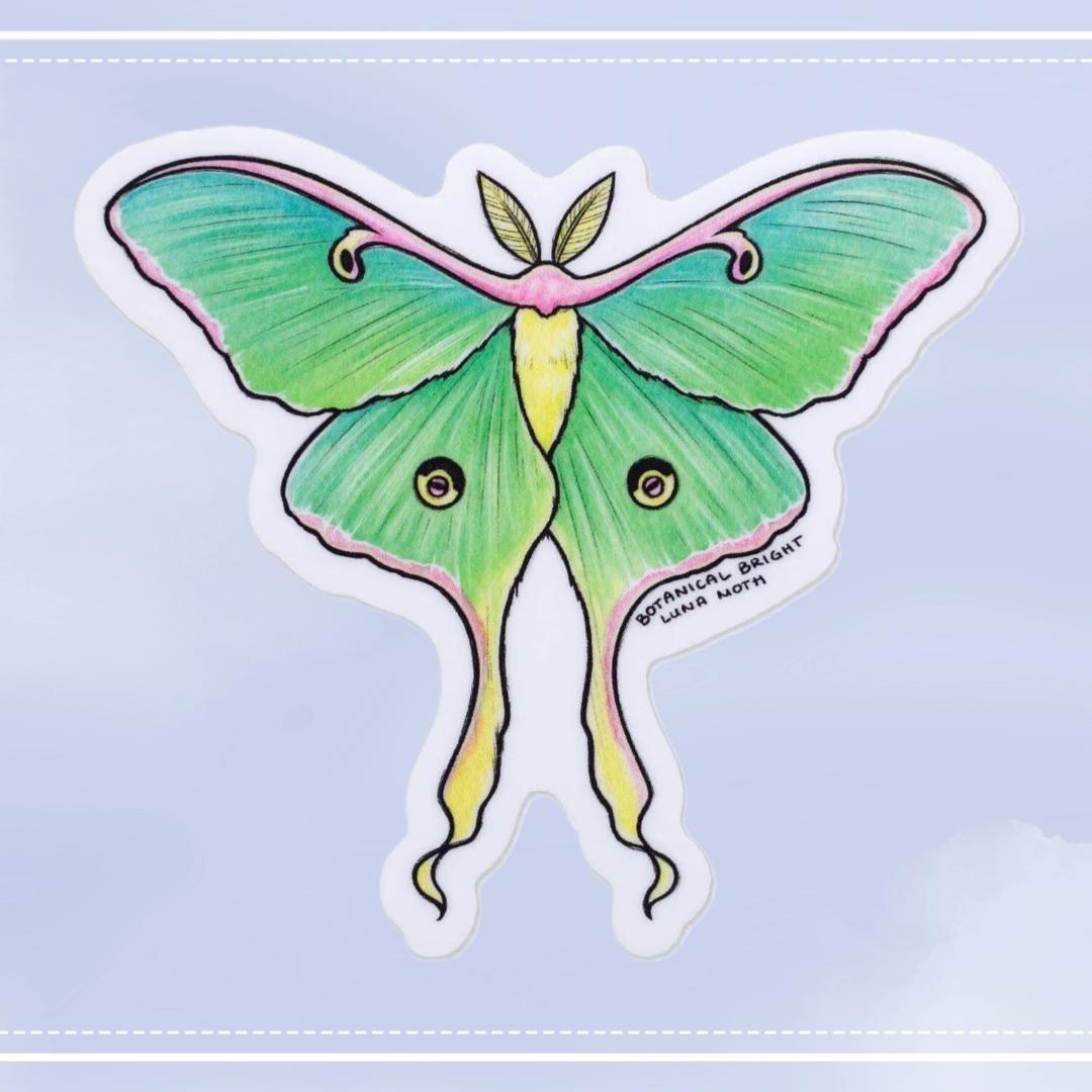 Luna Moth Sticker - Waterproof Vinyl Nature & Garden Insect Decal