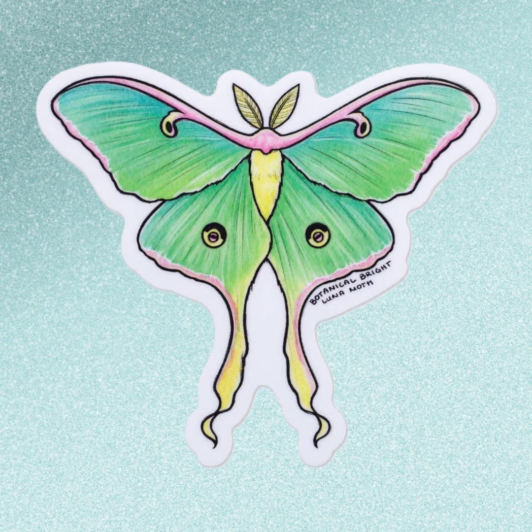 Luna Moth Sticker - Waterproof Vinyl Nature & Garden Insect Decal