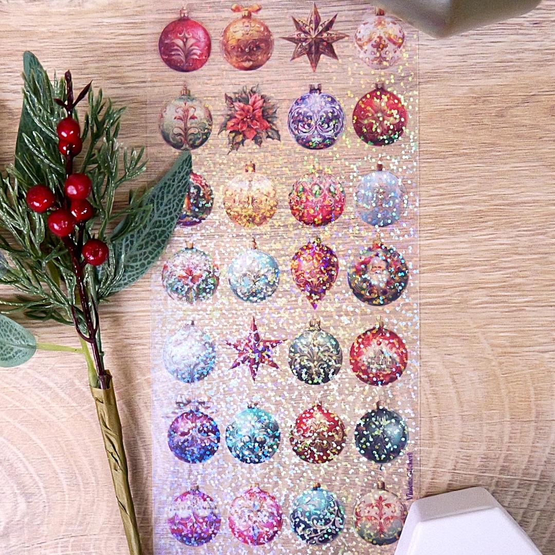Crystal Ornament Stickers - Sparkle Christmas Sticker Sheets
