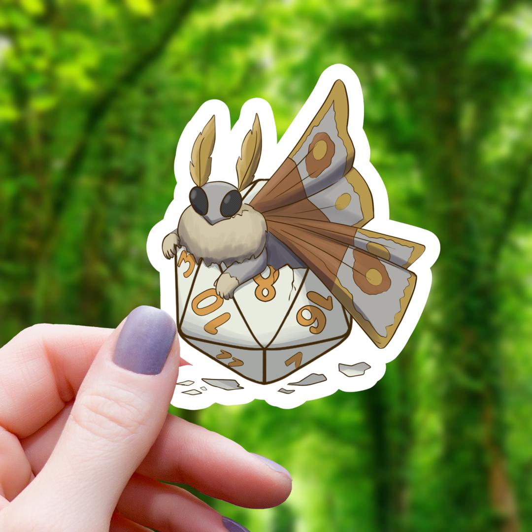 Mothman Born from D20 Dice Sticker - 3" Waterproof Vinyl Decal