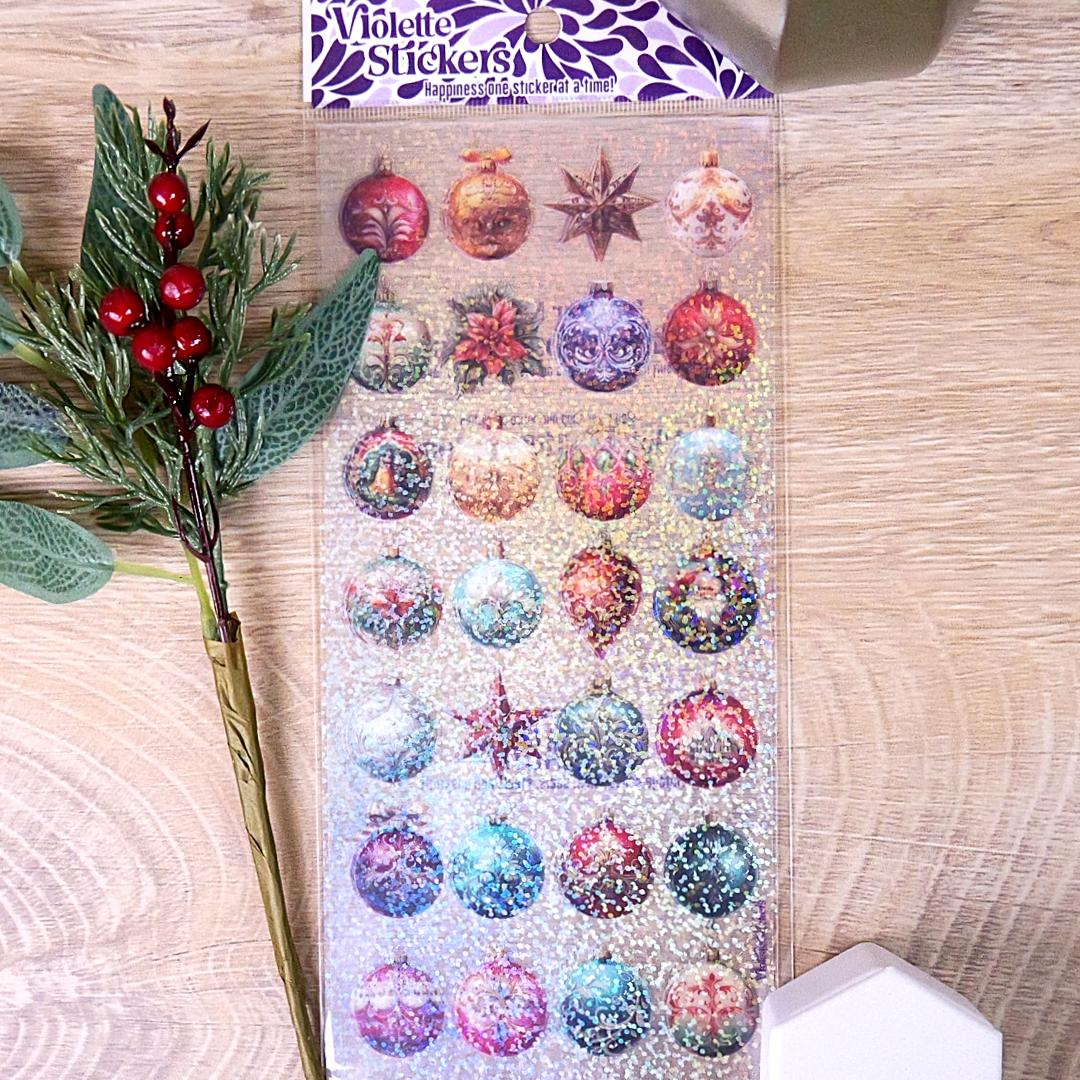 Crystal Ornament Stickers - Sparkle Christmas Sticker Sheets