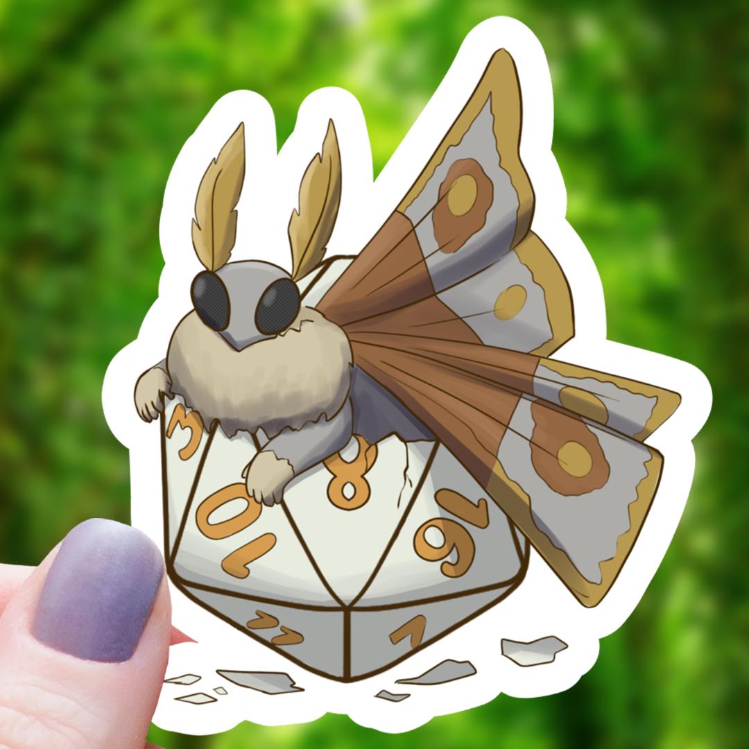 Mothman Born from D20 Dice Sticker - 3" Waterproof Vinyl Decal