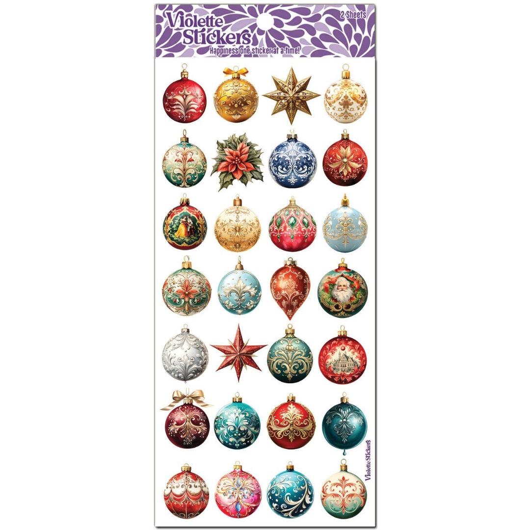 Crystal Ornament Stickers - Sparkle Christmas Sticker Sheets