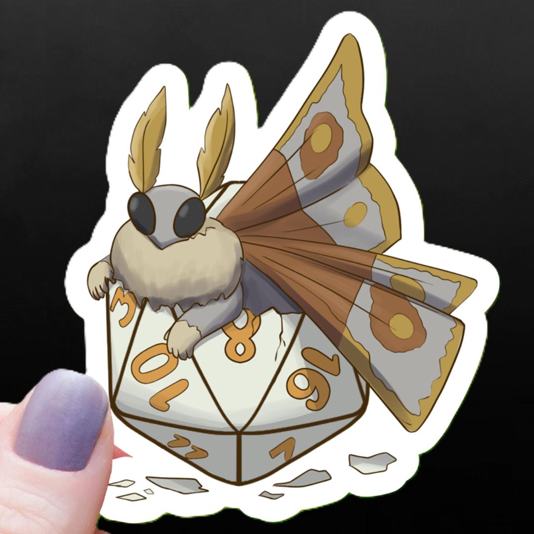 Mothman Born from D20 Dice Sticker - 3" Waterproof Vinyl Decal