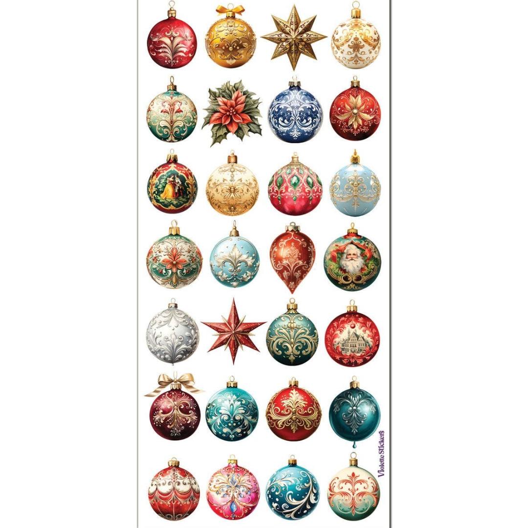 Crystal Ornament Stickers - Sparkle Christmas Sticker Sheets