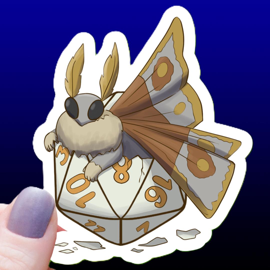 Mothman Born from D20 Dice Sticker - 3" Waterproof Vinyl Decal