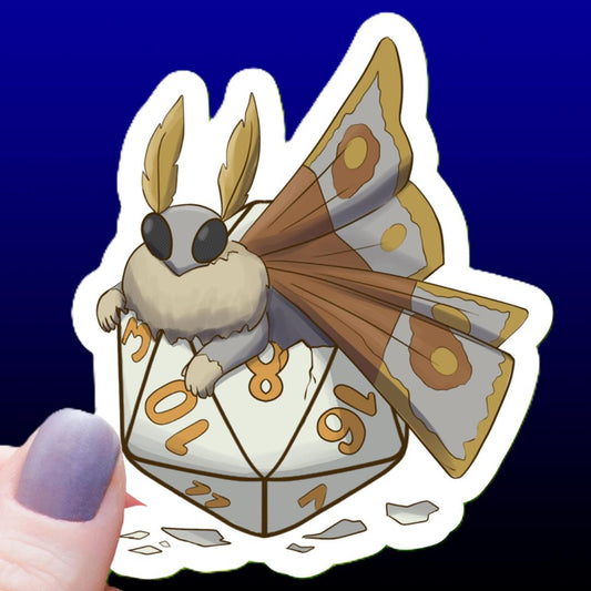 Mothman Born from D20 Dice Sticker - 3" Waterproof Vinyl Decal