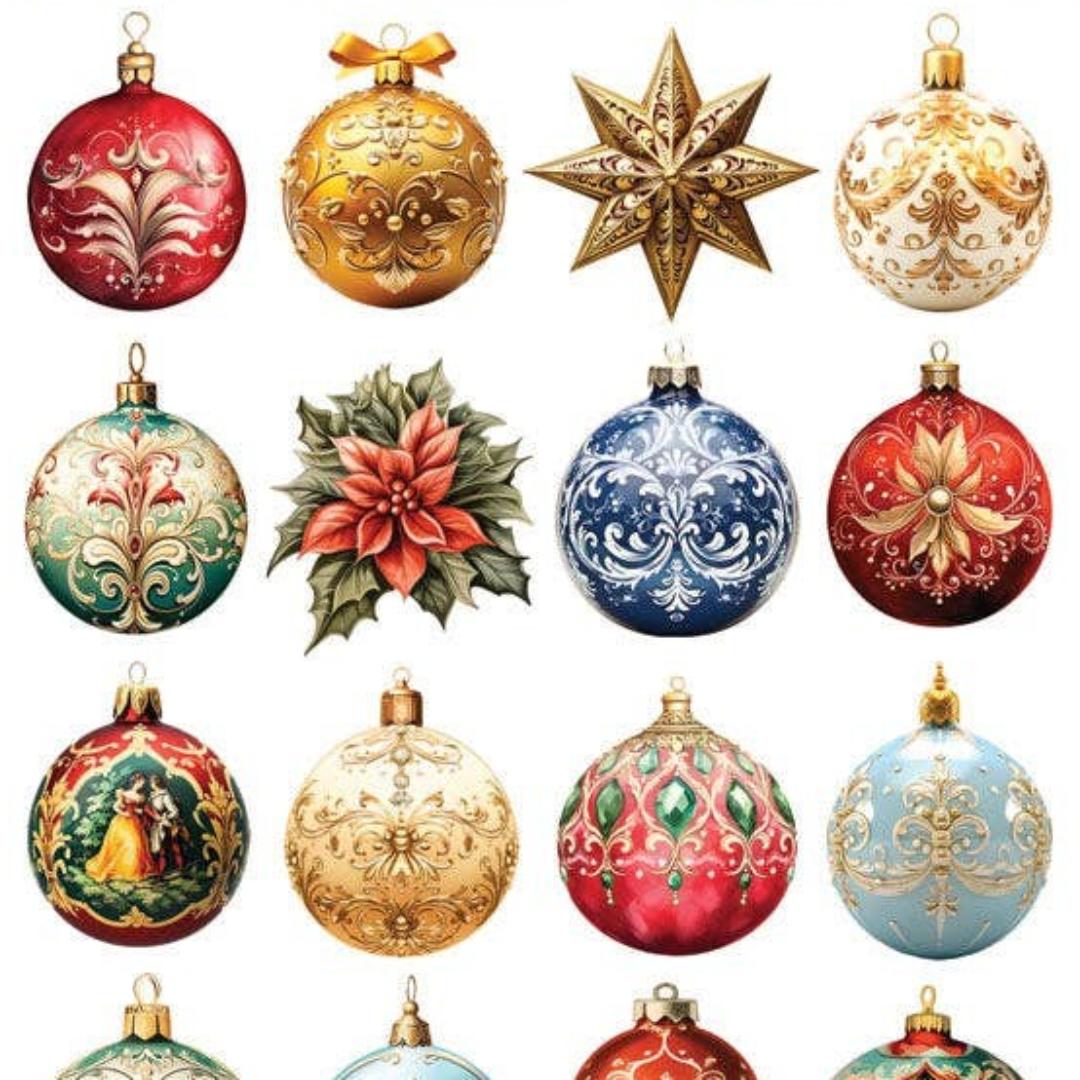 Crystal Ornament Stickers - Sparkle Christmas Sticker Sheets