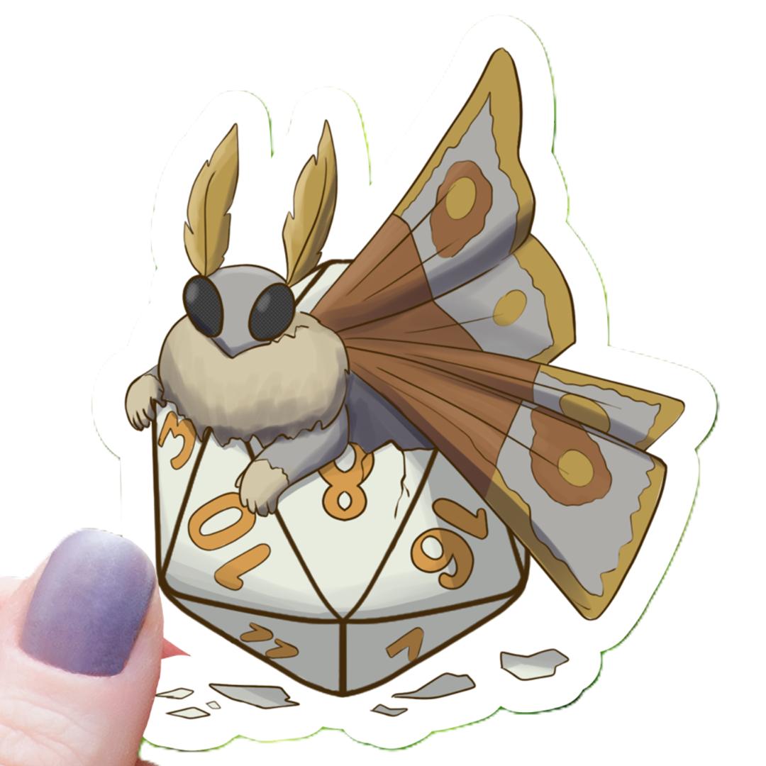 Mothman Born from D20 Dice Sticker - 3" Waterproof Vinyl Decal