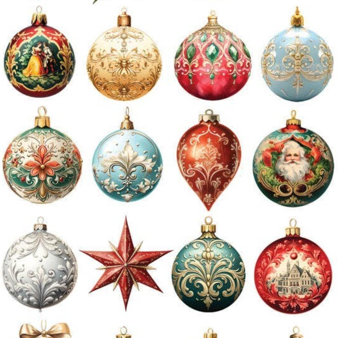 Crystal Ornament Stickers - Sparkle Christmas Sticker Sheets