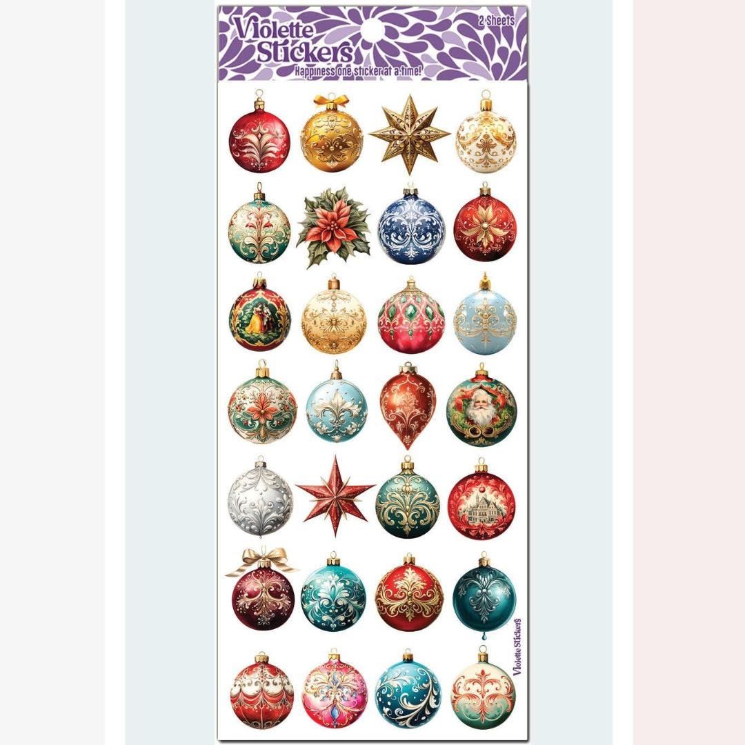 Crystal Ornament Stickers - Sparkle Christmas Sticker Sheets