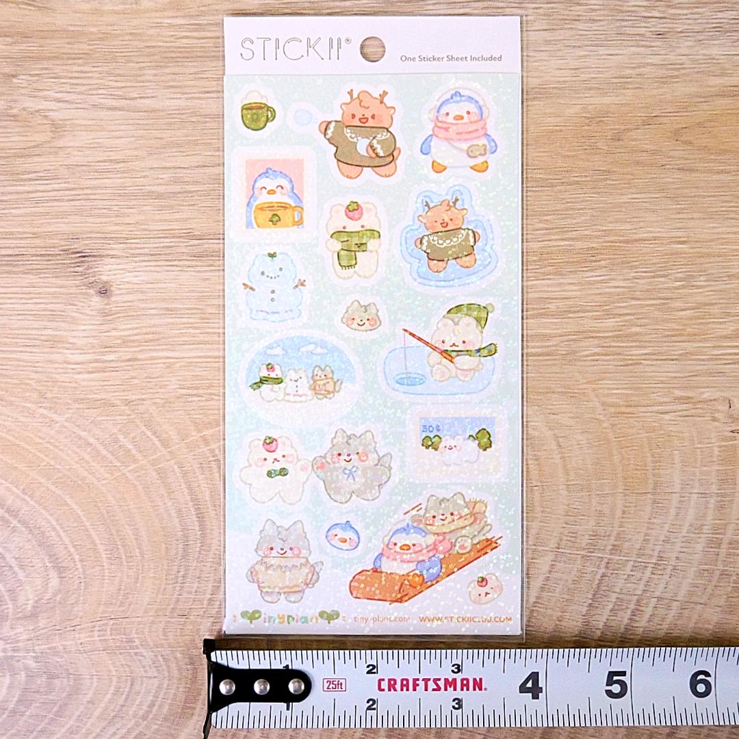 Fun Winter Stickers - Cute Animal Snowy Afternoon Sticker Sheet