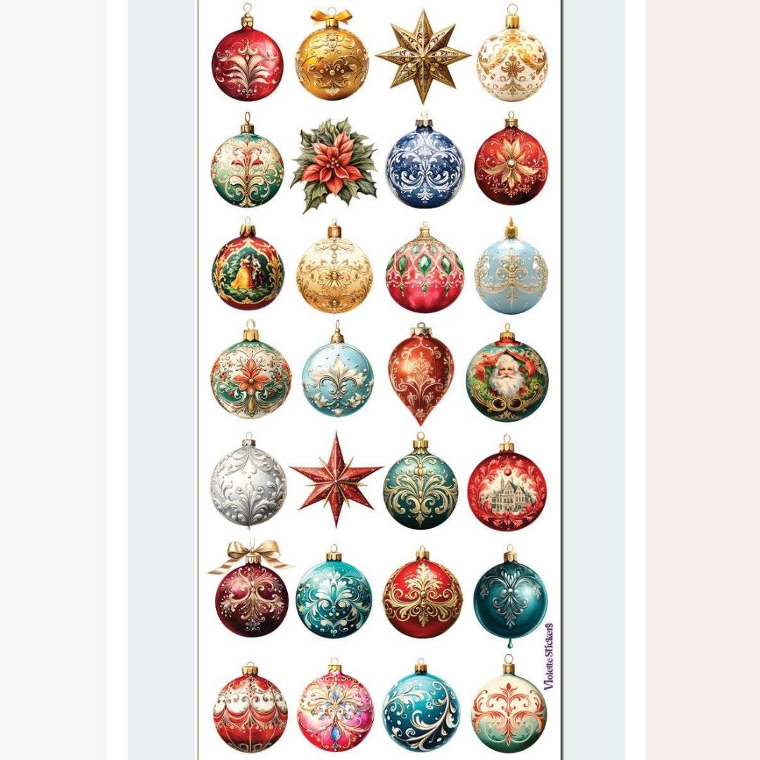 Crystal Ornament Stickers - Sparkle Christmas Sticker Sheets
