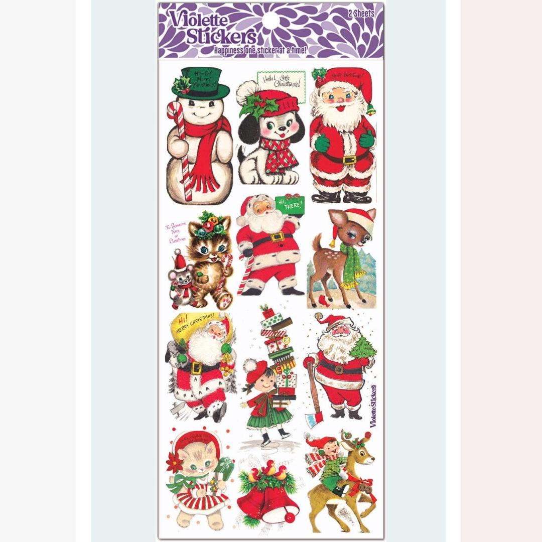 Christmas Stickers - Vintage 1950's Holiday Greeting Sticker Sheets