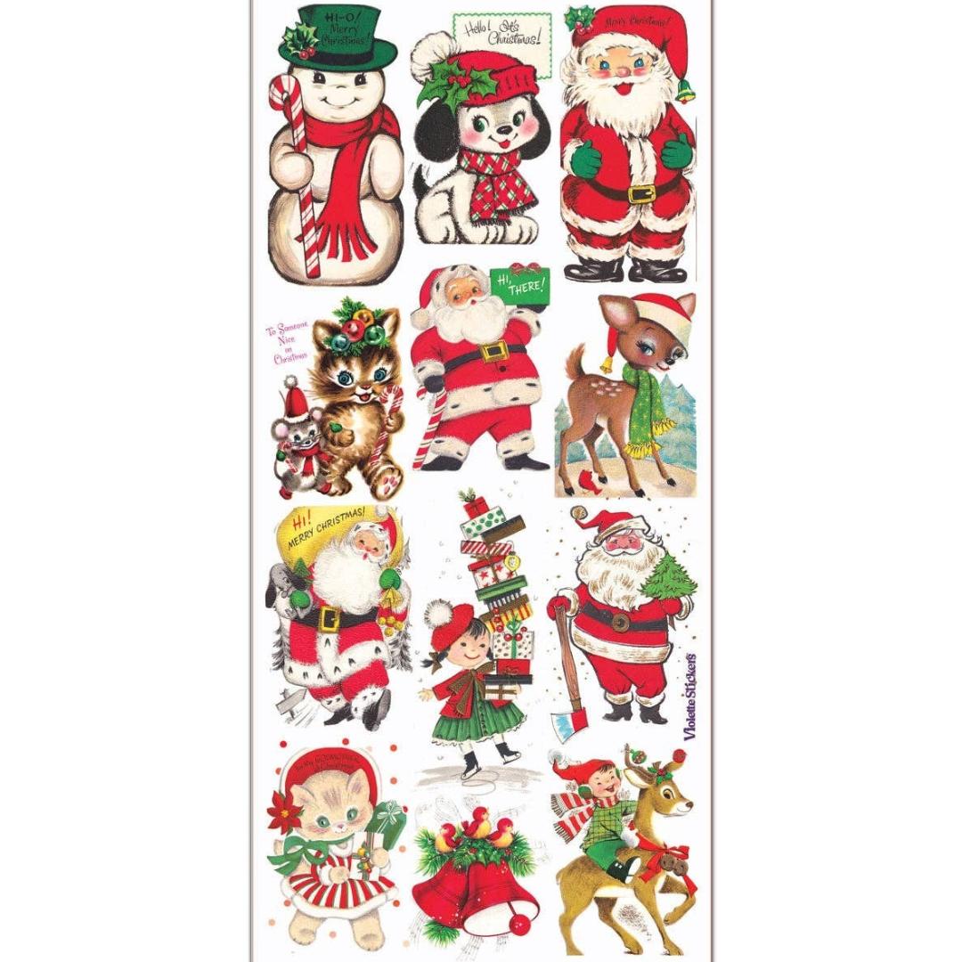 Christmas Stickers - Vintage 1950's Holiday Greeting Sticker Sheets