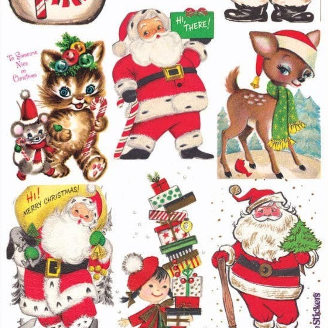 Christmas Stickers - Vintage 1950's Holiday Greeting Sticker Sheets