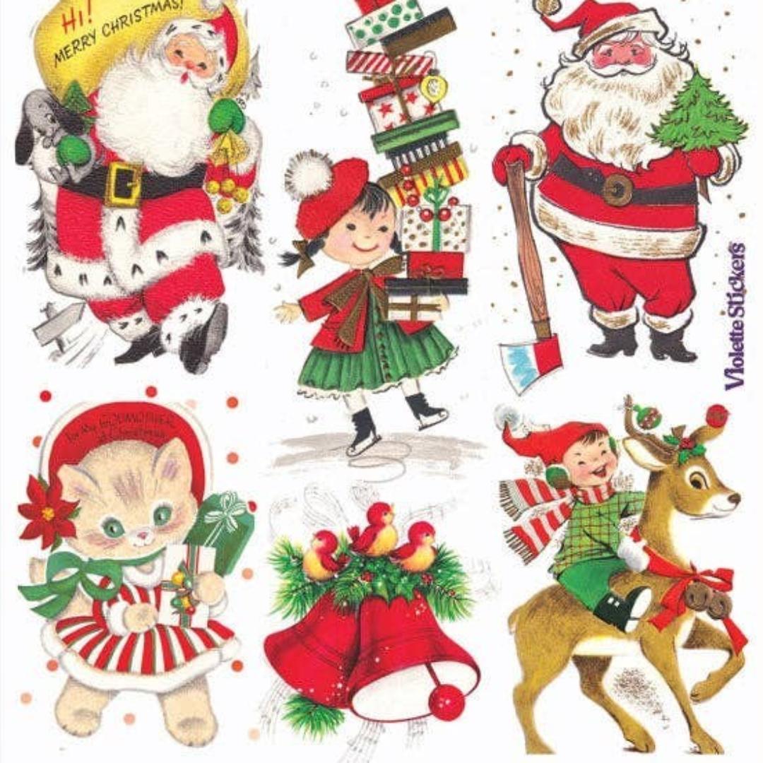 Christmas Stickers - Vintage 1950's Holiday Greeting Sticker Sheets