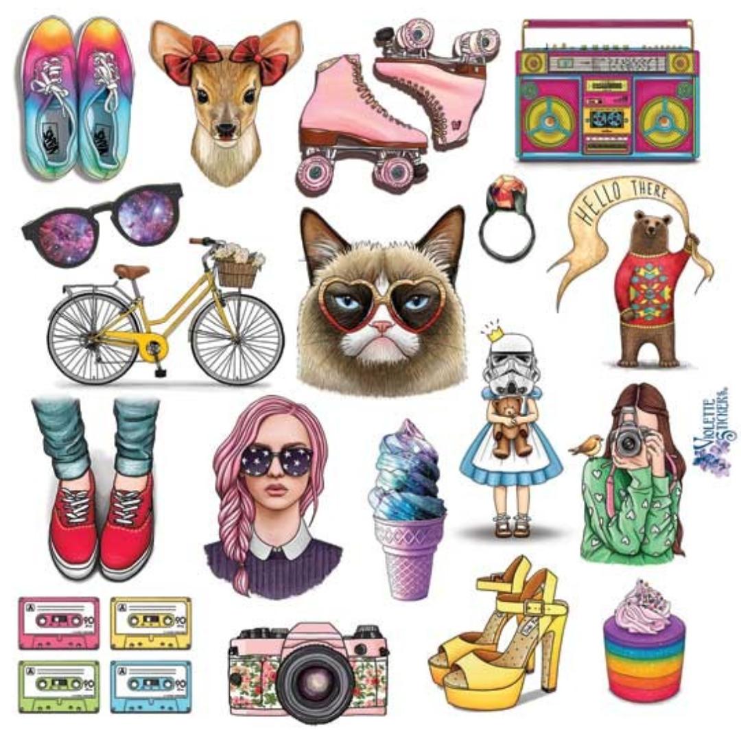1980s Nostagia Stickers - Retro & Vintage Grumpy Cat Sticker Sheets