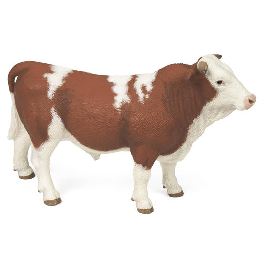 Simmental Bull Figurine - Hand Painted & Collectible Farm Animal Toy Figure - Papo 51142