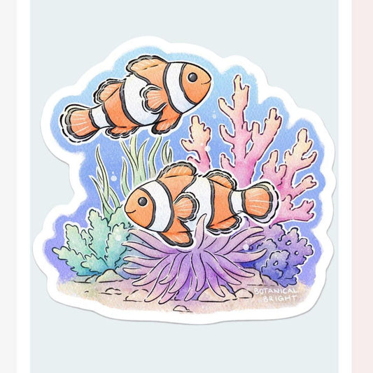 Clown Fish & Coral Reef Sticker - Waterproof Vinyl Sea Life Decal