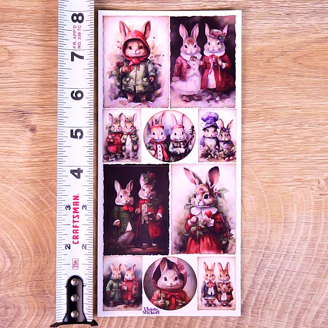 Bunny Christmas Stickers - Holiday Rabbit Sticker Sheet