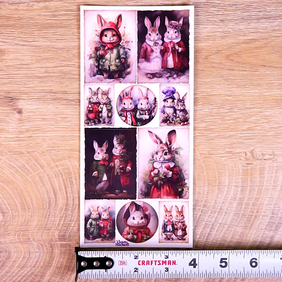 Bunny Christmas Stickers - Holiday Rabbit Sticker Sheet