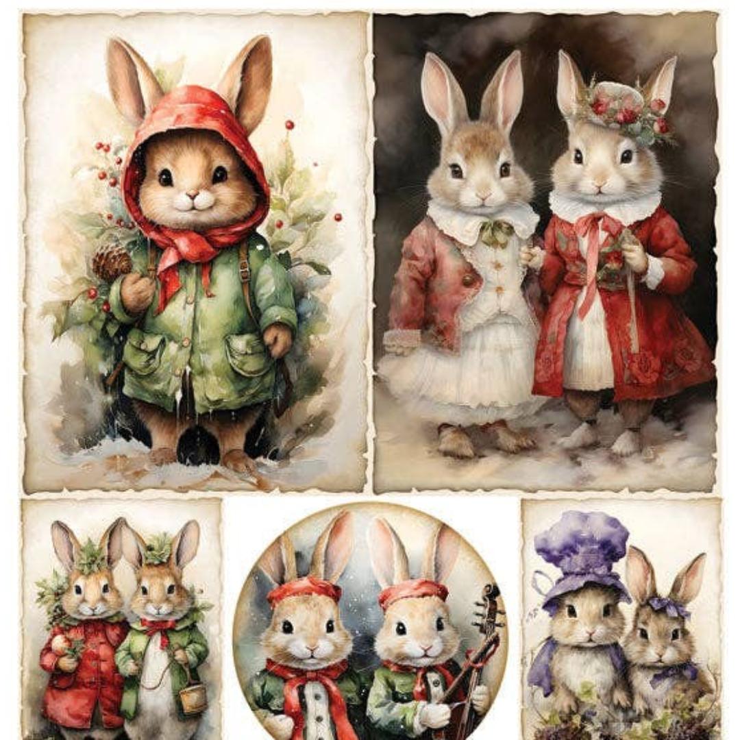 Bunny Christmas Stickers - Holiday Rabbit Sticker Sheet