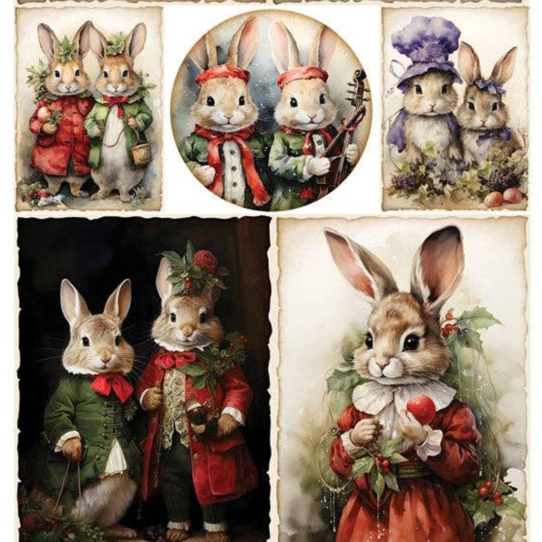 Bunny Christmas Stickers - Holiday Rabbit Sticker Sheet