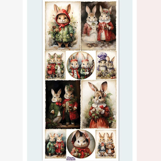 Bunny Christmas Stickers - Holiday Rabbit Sticker Sheet