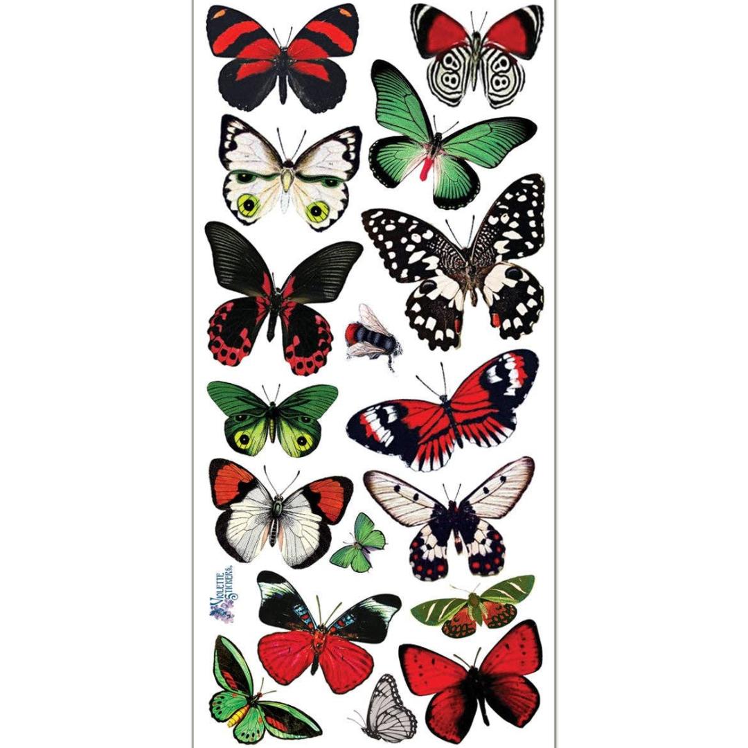 Holiday Butterflies Stickers - Christmas Colors Sticker Sheet