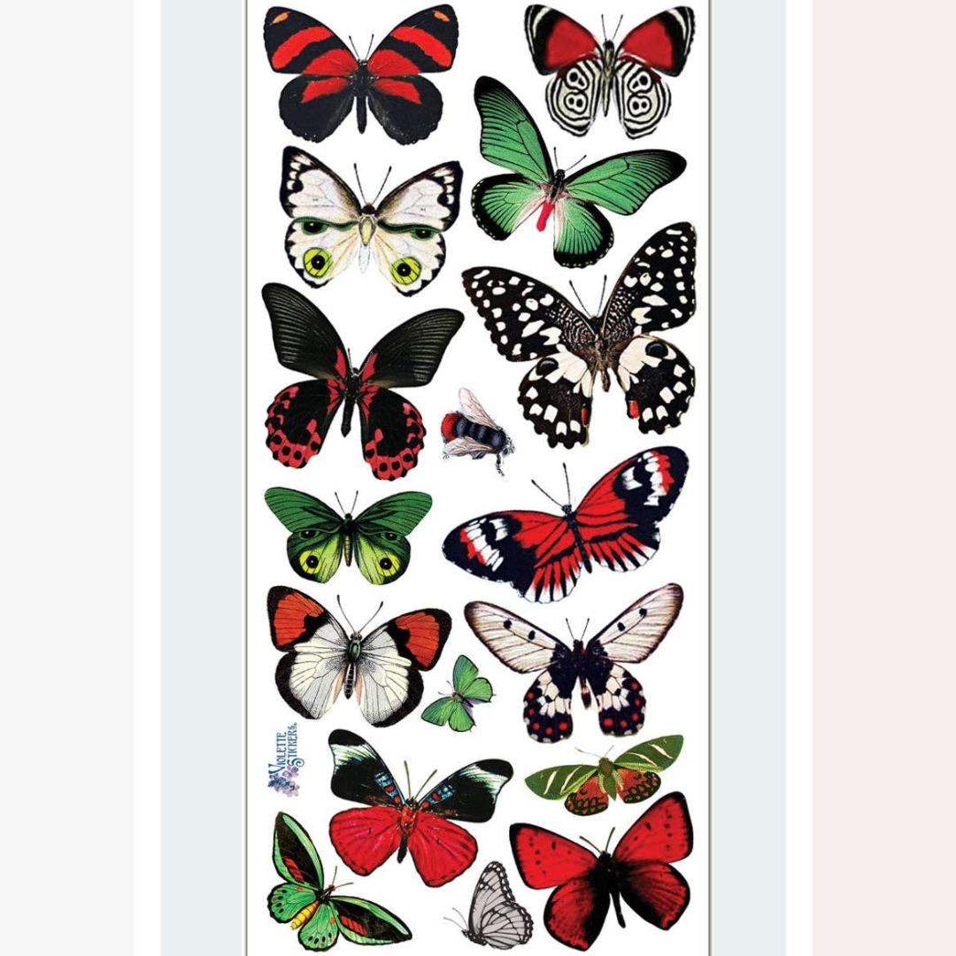 Holiday Butterflies Stickers - Christmas Colors Sticker Sheet