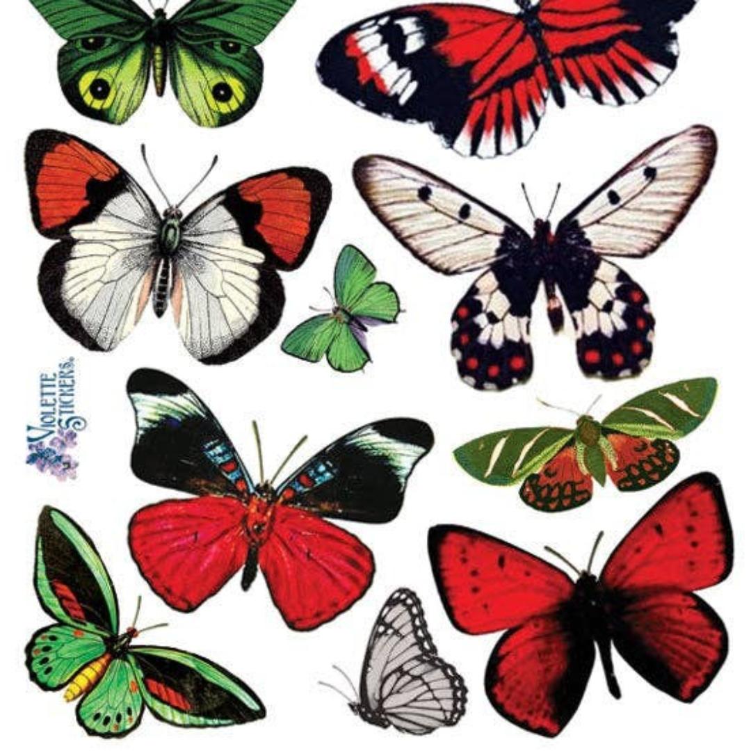 Holiday Butterflies Stickers - Christmas Colors Sticker Sheet
