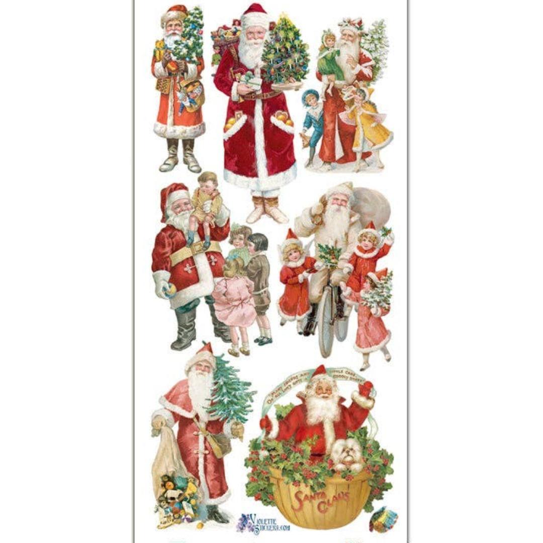 Christmas Santa Claus Stickers - Victorian Holiday Sticker Sheet