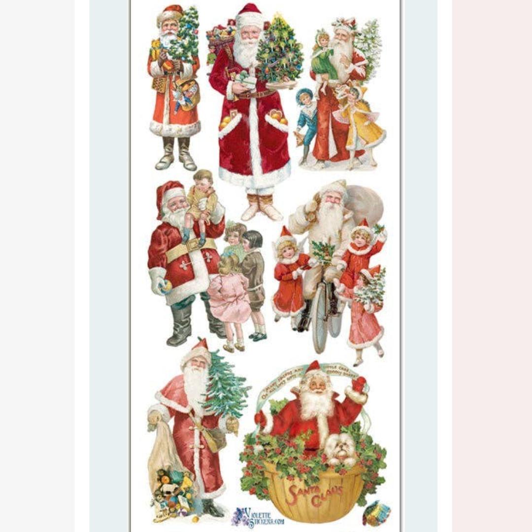 Christmas Santa Claus Stickers - Victorian Holiday Sticker Sheet