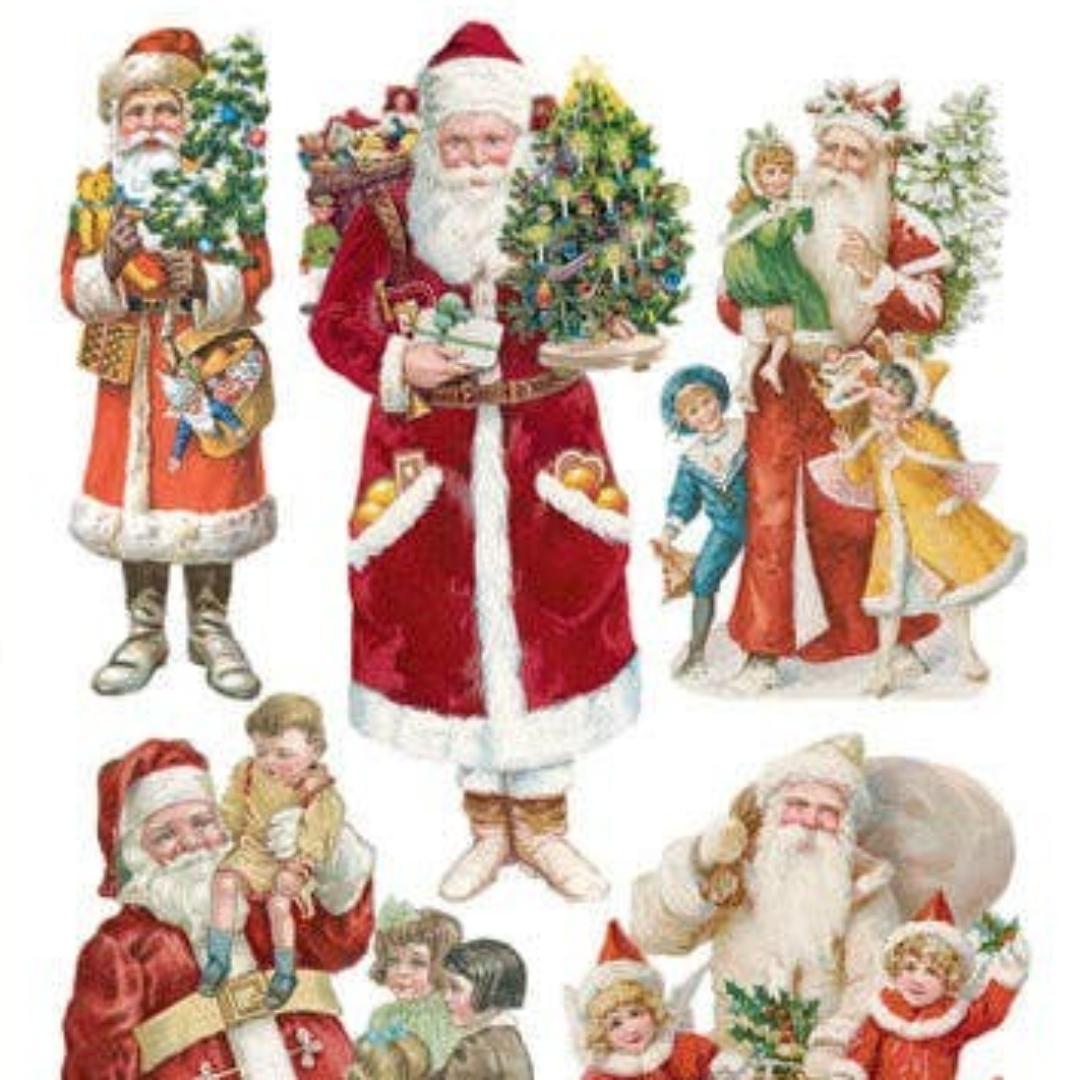Christmas Santa Claus Stickers - Victorian Holiday Sticker Sheet