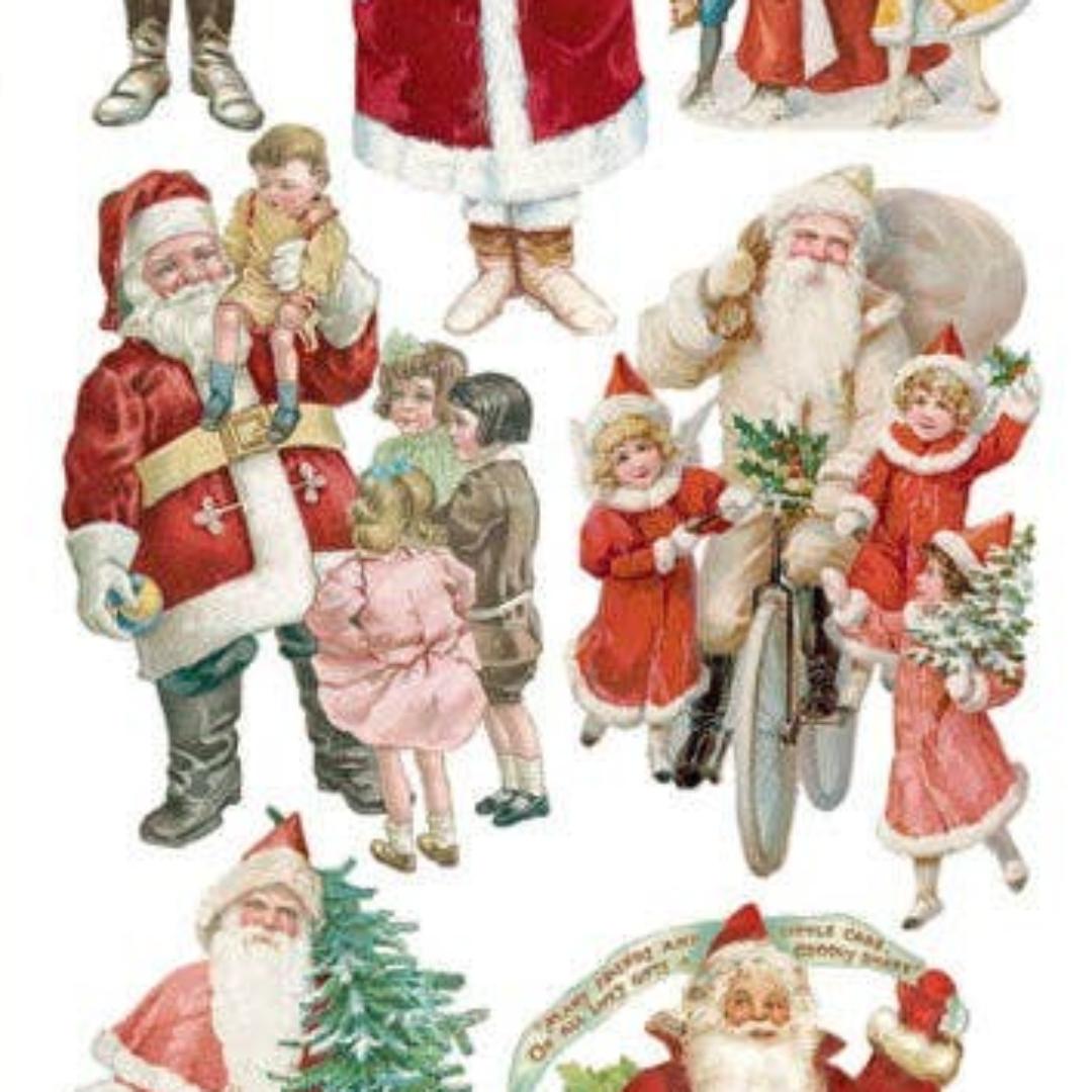 Christmas Santa Claus Stickers - Victorian Holiday Sticker Sheet