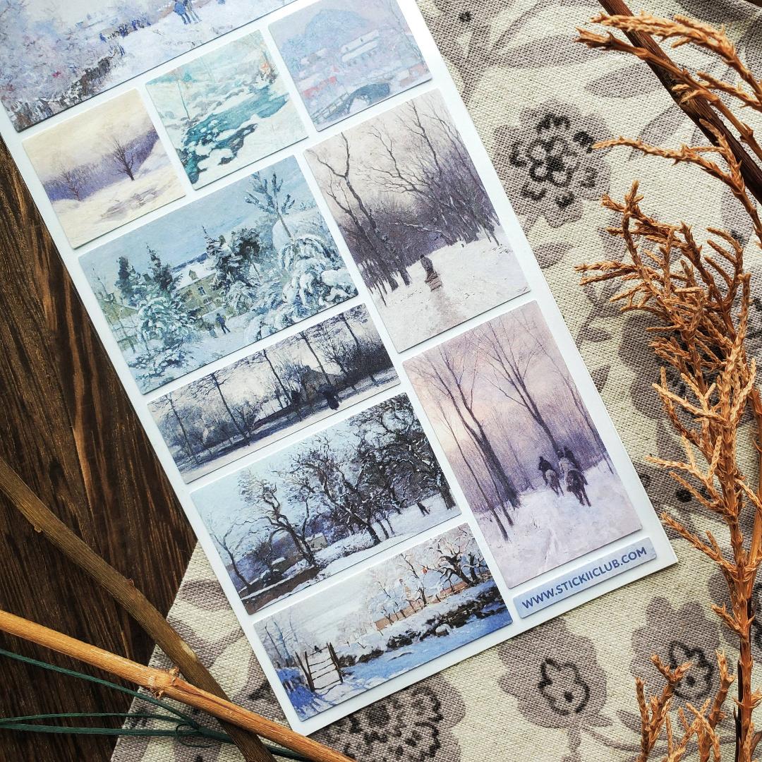 Winter Landscape Stickers - Scenic Snowy Sticker Sheet