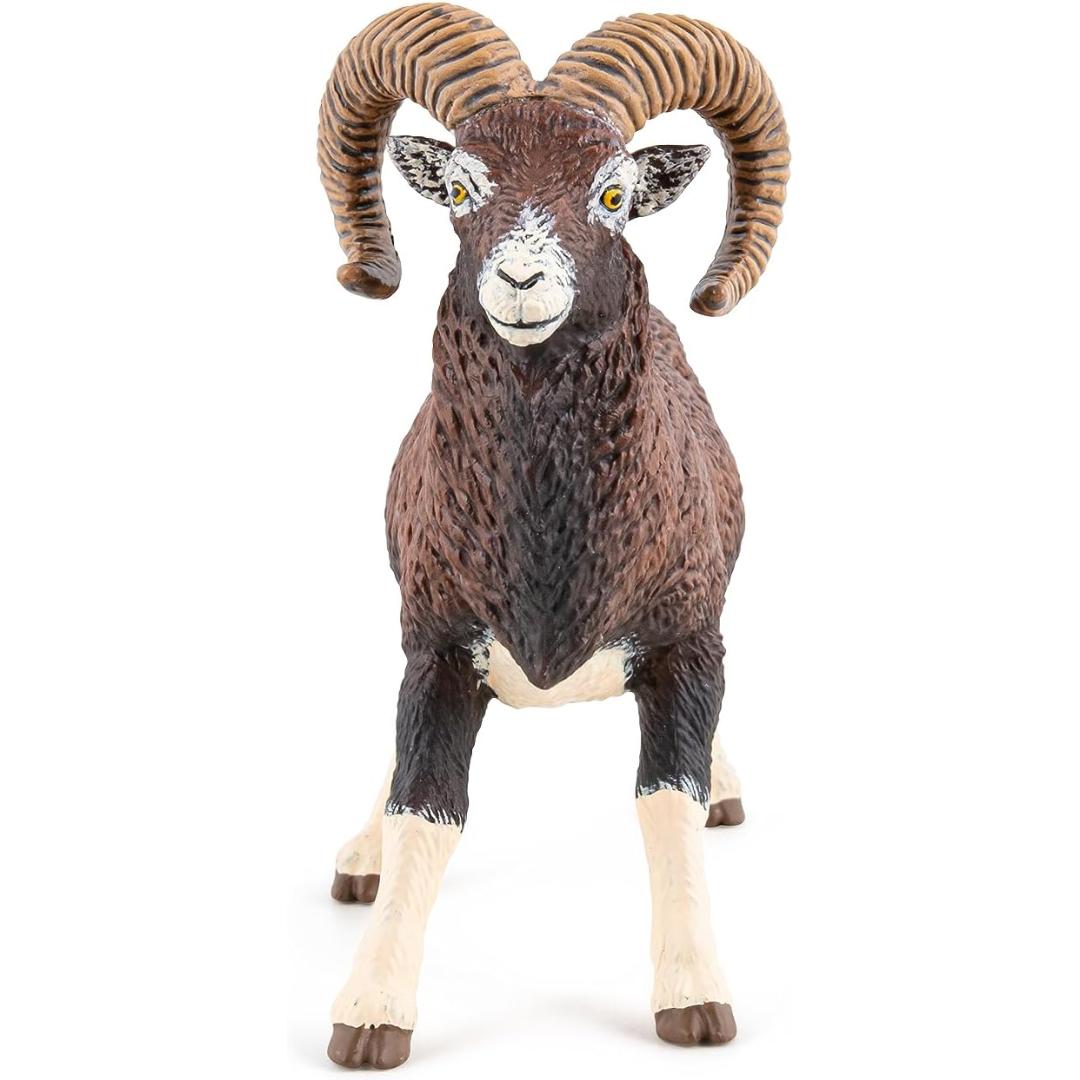 Bighorn Sheep Toy Figurine - Hand Painted Mountain Sheep Figurine - Papo 53018