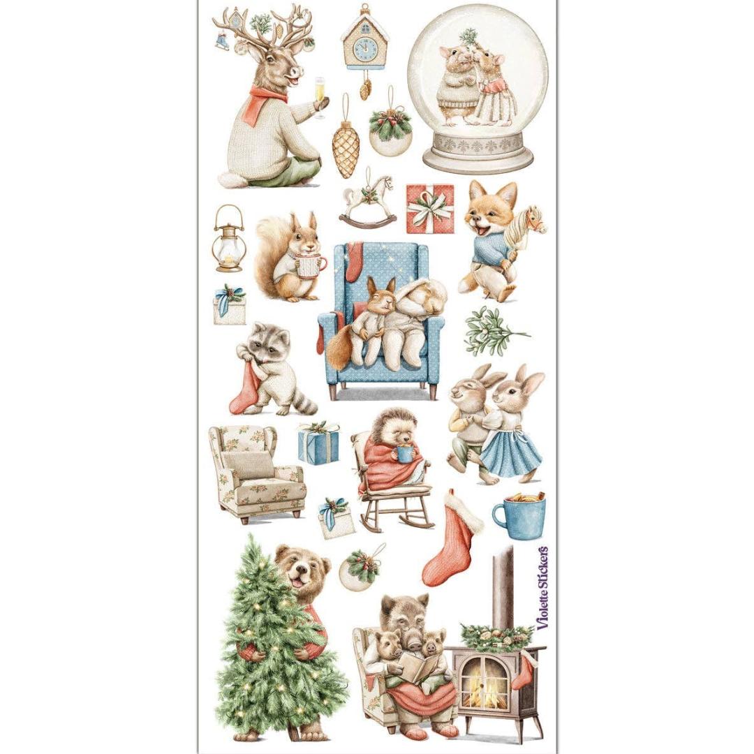 Christmas Cottage Animals Stickers - Cottagecore Holiday Sticker Sheet