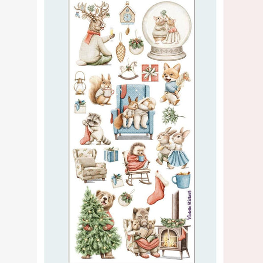 Christmas Cottage Animals Stickers - Cottagecore Holiday Sticker Sheet