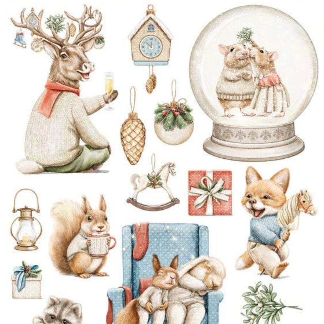 Christmas Cottage Animals Stickers - Cottagecore Holiday Sticker Sheet