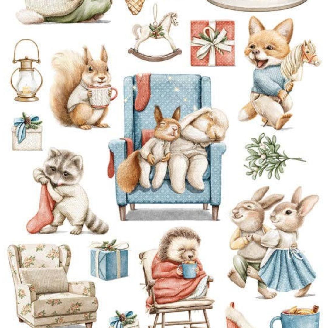 Christmas Cottage Animals Stickers - Cottagecore Holiday Sticker Sheet